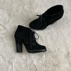 Black Real Suede Booties